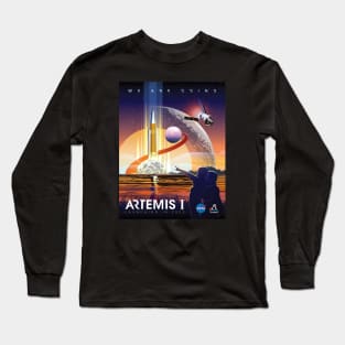 NASA Artemis I Retro Poster Shirt (2-Sided for Dark Shirts) Long Sleeve T-Shirt